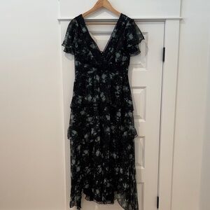 Chic Black Floral Flowing Maxi Dress